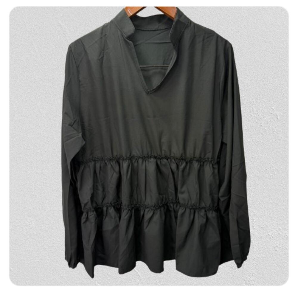 Basico Women’s Tiered Blouse Tunic Size 2X XXL NEW # H286